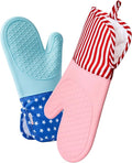 Kitchen Mama UltraShield Silicone Oven Mitts, USA Flag | Heat Resistant, Non-Slip Surface, Waterproof, Flexible, Durable