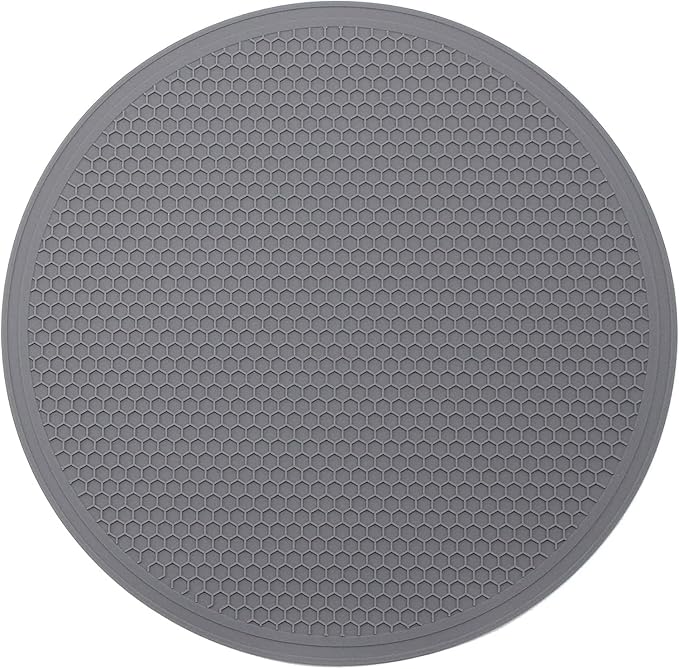 Silicone Microwave Mat - Round Heat-Resistant Pad, Non-Slip Trivet, 12" | Reusable Jar Opener, Pot Plate Holder, Grey
