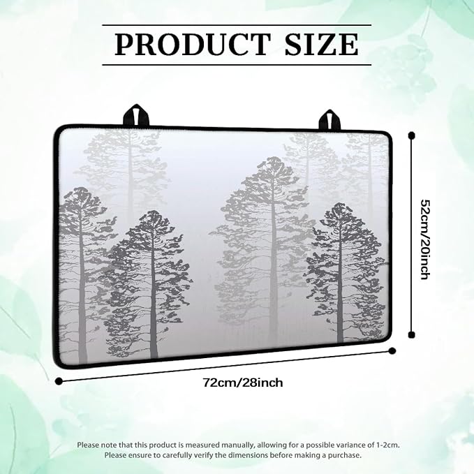 Grey Tree Forest Stove Top Covers for Electric Stove, Nature Pine Trees Pattern Glass Stovetop Cover with Lanyard Forest Gray Beige Countertop Protector Mat for Kitchen 28 x 20 Inch