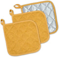 DII Basic Terry Collection Quilted 100% Cotton, Potholder, Mustard, 3 Piece