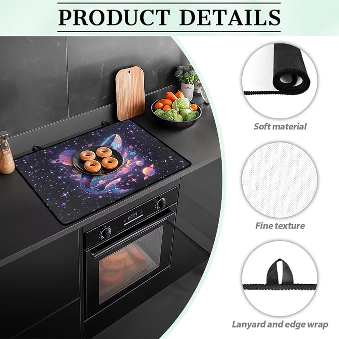 Whale Galaxy Silicone Electric Stove Top Cover Mat 29’’ x 21’’ Ceramic Stove top Cover, Heat Resistant Glass Cooktop Protector Flat RV Range Stovetop Protector Home Kitchen Decor