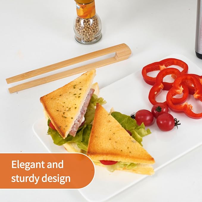 Jowmoy 2 Pieces With Magnet Natural Bamboo Toast Tongs, toast tongs, bamboo tongs,slip Design,for Toaster,Fruits, Bread & Pickles, Kitchen Utensil, Salad, Pasta, Grilling, BBQ.