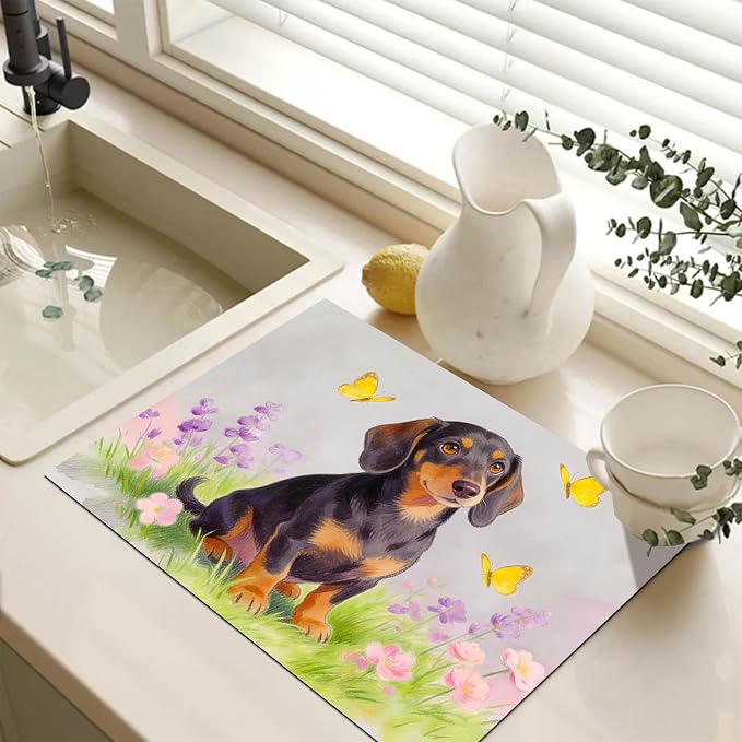 HOMETITUTE Spring Stove Top Cover 28x20 Dachshund Meadow Heat Resistant