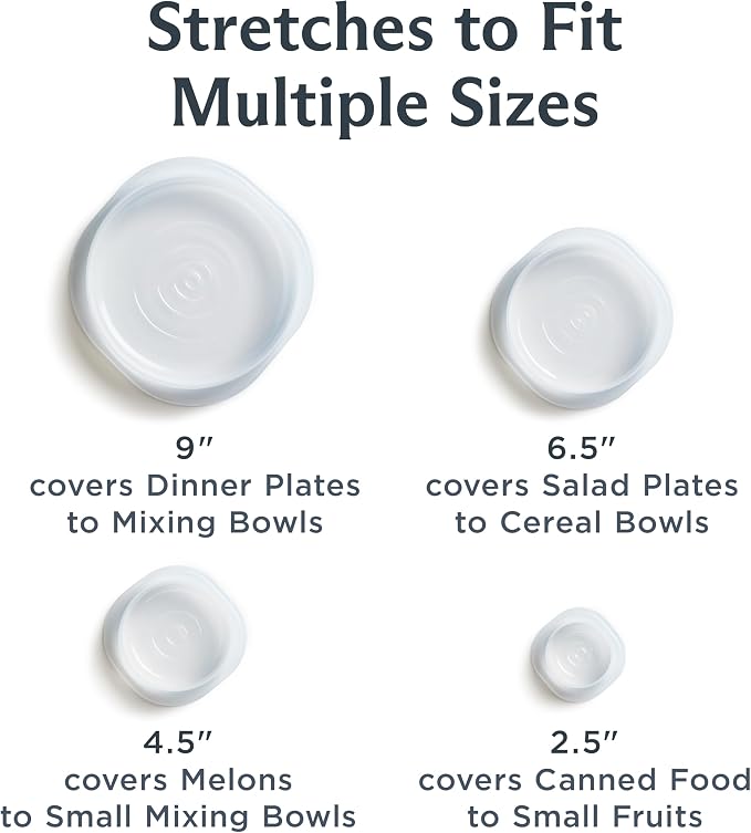 Stasher Reusable Silicone Stretch Lids, Clear, 4-Pack, Variety of Sizes