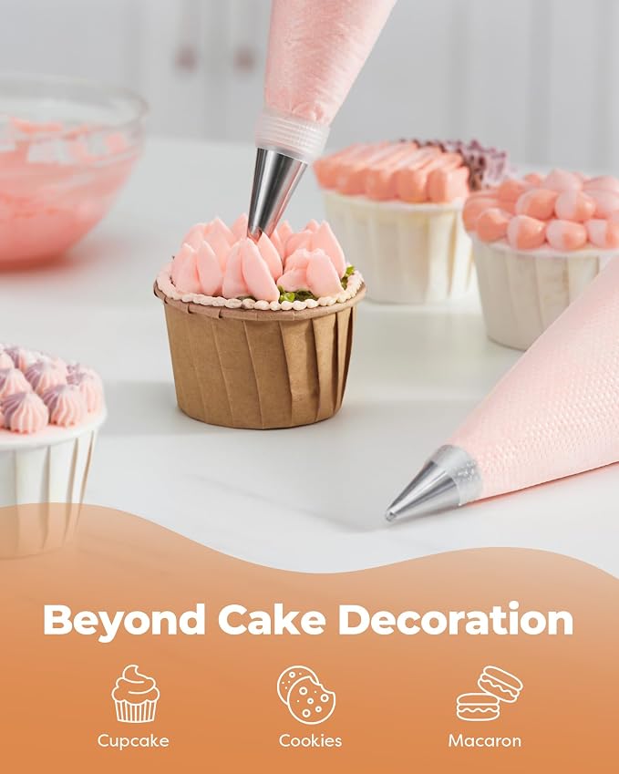 Kootek 140 Piping Bags and Tips Set Frosting Piping Kit for Beginner & Pros | Baking Supplies Tools, 40+2 Disposable & Reusable Piping Bags 12", 85 Icing Piping Tips, for Cookie Cupcake Cake Decorating