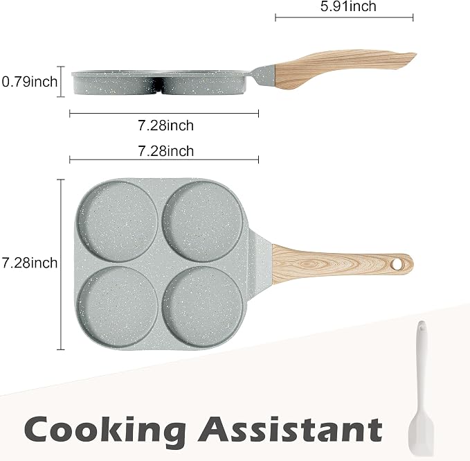 Caannasweis Egg Pan Omelette Pan, 4-Cup Nonstick Granite Omelette Skillet Breakfast Frying Pan Egg Cooker Suitable for Gas Stove & Induction Cookware, PFOA PFOS Free, Green