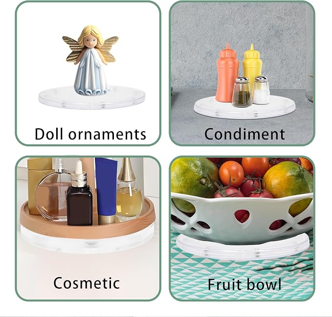 1Pcs Clear Acrylic Lazy Susan 8 Inch Turntable Organizer Bearings | Mini Lazy Susan, Small Lazy Susan Turntable, 360° Rotating Swivel Plate for Spice Rack, Cosmetic, Cake, Pantry, DIY Display