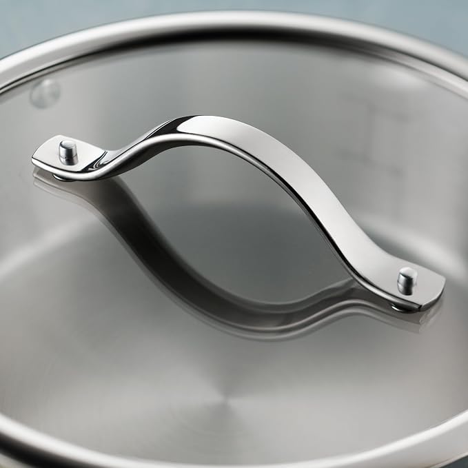 Tramontina Tempo Tri-Ply Base Stainless Steel 8-Qt Stock Pot with Lid | Induction-Ready Pasta Pot, Oven-Safe, Dishwasher-Safe