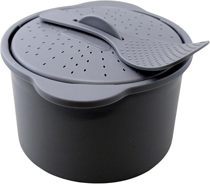 Microwave Rice Cooker and Grain Steamer 2.3L with Paddle and Measuring Cup | 2.3L microwave cooker for rice, grains and vegetables with locking vented lid, paddle and measuring cup