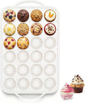 Vinino Mini Muffin Pan with Metal Reinforced Frame-1Pack, Silicone Cupcake Pan for Baking 24 Cup Mini Size, BPA Free Silicone Muffin Tray, Cupcake Baking Pan Molds for Oven Dishwasher Safe-Cream