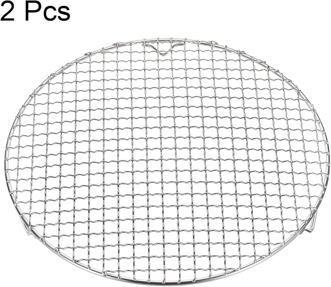 HARFINGTON 2pcs Round Cooking Rack 11.6-inch 201 Stainless Steel Cross Wire Barbecue Grill Net with 20mm Legs for Cooking Baking Steaming BBQ