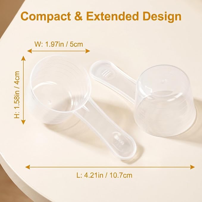 2 Pack 60ml/12tsp/30g Scoop for Creatine,Protein,Powders,Cooking,Recipes,Lab,Food Grade,Plastic PP Material,BPA-free,Meets FDA Standards