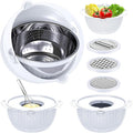 4-1 Strainer with Bowl Set - Rotatable Colander for Kitchen(Patented) - Strainers and Colanders - Pasta Strainer with New Upgraded Graters for Fruit Veggie Fun Kitchen Presents - White