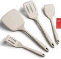 Silicone Spatula Set, 600°F Heat Resistant Silicone Spatula Turner Flipper for Cooking, Non Stick and Non Scratch Kitchen Utensils for Eggs & Pancakes, 4 Pack,Khaki