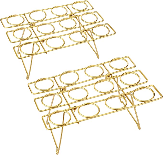 Patelai 2 Pack Ice Cream Cone Baking Racks 12-cavity Cupcake Cone Holders Cupcakes Display Stands Cooling Racks for Home Kitchen Baking Cooking Ice Cream Tools Supplies(Gold)