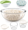 Physkoa 6.3 Qt Glass Sourdough Bowl Kit & 2 Pack 8oz Prep Bowls with Lid | Includes Silicone Lid & Breathable Fabric Cover; Heavy Duty Borosilicate Glass, Perfect for Dough Fermentation & Home Baking