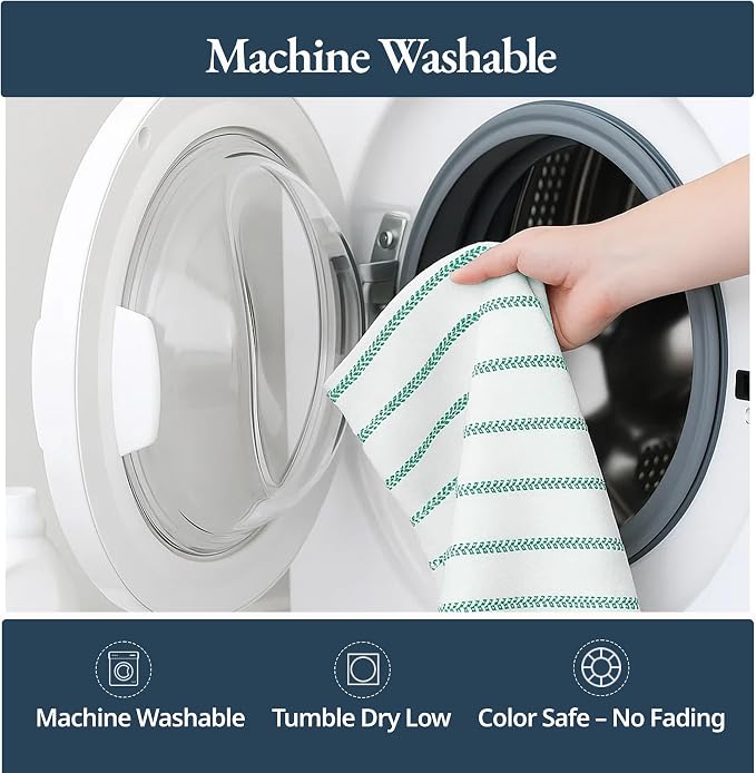 LANE LINEN Kitchen Towel Sets - 6 Pack Cotton Dish Towels for Drying Dishes, 18”x 28”, Hand Towel, Absorbent Tea Towels, Quick Drying Kitchen Towel Set - Christmas Green