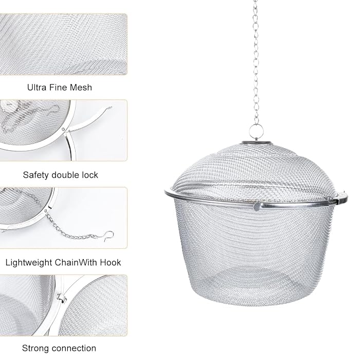 Extra Large Stainless Steel Twist Lock Mesh Tea Ball Tea Strainer Filter Spice Infuser 11cm/4.3 inch | Spice Infuser 11cm/4.3 inch