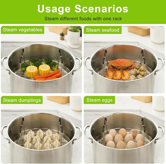 Steamer Rack Trivet with Silicone Handle Compatible with Instant Pot, 6, 8 Quart Steamer Wire Cooling-Rack Trivet Accessory for Healthier Meals, Multi-Use Rack for Roasting & Serving