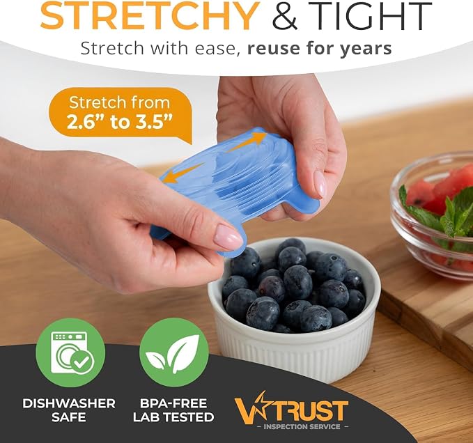 Orblue Silicone Stretch Lids 6-Pack Small for Fresh Food Storage - Seal in Flavors, Keep Food Fresh and Reduce Waste