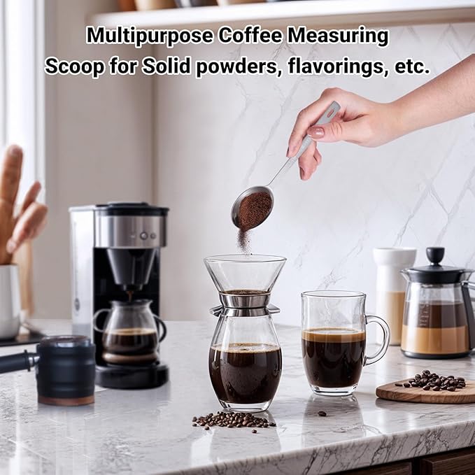 4Pcs 1 Tbsp 15ml Stainless Steel Long Handle Coffee Measuring Scoop | Stainless Steel, Precise 1 Tbsp Measure, Long Handle, For Ground Coffee Tea Spice Powder, Dishwasher Safe, Multi-Use Scoop