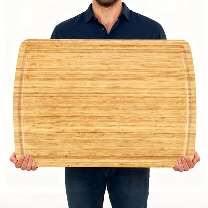 GarveeHome 30 x 20 Extra Large Cutting Board, Bamboo Stove Top Cover, Over the Sink Cutting Board with Juice Groove, Heavy Duty Charcuterie Board for Kitchen