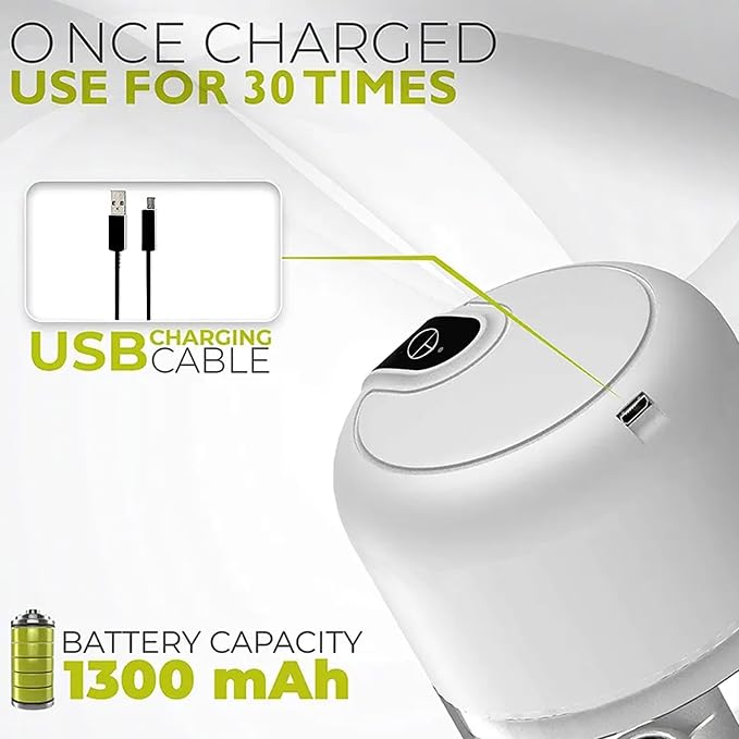 White 3 CUP Electric mini garlic crusher, USB rechargeable portable electric food crusher, wireless small kitchen processor for crushing garlic, ginger, chili, minced meat, onions, etc.