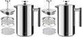 Secura French Press Coffee Maker, 304 Grade Stainless Steel Insulated Coffee Press with 2 Extra Screens, 50oz (1.5 Litre), Silver (Pack of 2)