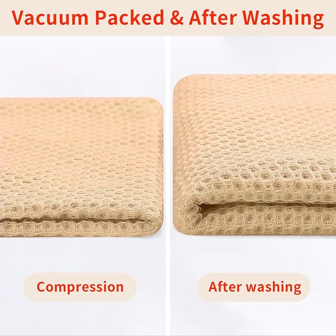 Homaxy 100% Cotton Waffle Weave Kitchen Dish Cloths 24-Pack, Apricot | 12 x 12 Inches, Ultra Soft Absorbent Dish Towels, Quick Drying Dish Rags with Hanging Loop