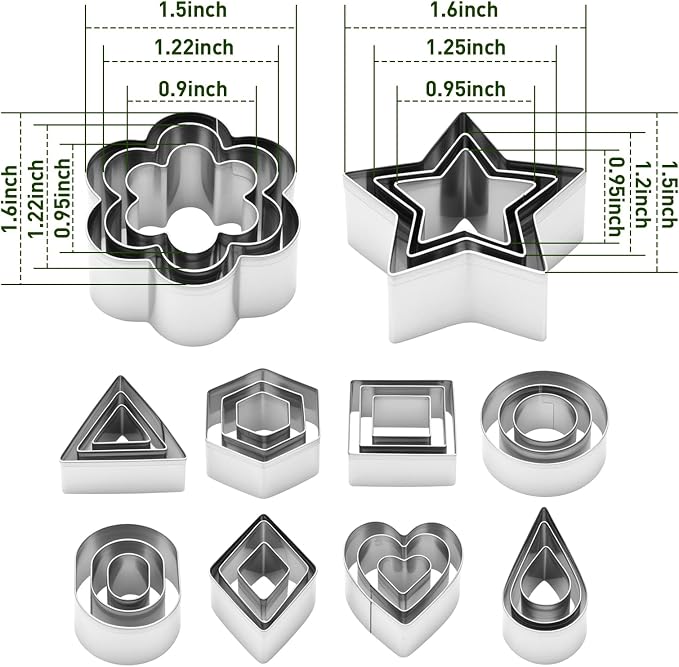kinice 30 Pcs Mini Stainless Steel Cookie Cutters Set with Storage Box, Small Shape Baking Molds for Cookies, Polymer, Fruit, DIY Baking for Kids, Parties, Holidays & Kitchen Tools
