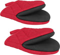 Goldmeet Mini Oven Mitts 2-Pack, 7"x5.5", 500°F Silicone Grip, Red | Non-Slip, Heat Resistant, Machine Washable, Hanging Loop, Fits Small Hands, for Baking Grilling BBQ Cooking