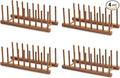 HBlife 4pcs Acacia Wooden Dish Dying Rack Pot Lid Plate Organizer Holder for Cabinet, Cutting Board Stand Drainer Storage Plate Rack for Dish, Pot Lid, Bowl, Cup, Cutting Board and Books