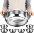 6 Pcs Stainless Steel Mixing Bowls Metal Mixing Bowls Extra Large Basin Salad Bowl with Deeper Edge, Dishwasher Safe, Mirror Finish for Home and Commercial, Silver (13 Inch 7 Qt)