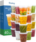 Dealusy 40 Set 32 oz Deli Containers with Lids | Leak-Proof BPA Free Plastic Take Out Bowls, Food Storage Containers for Takeout, Freezer, Microwave & Dishwasher Safe