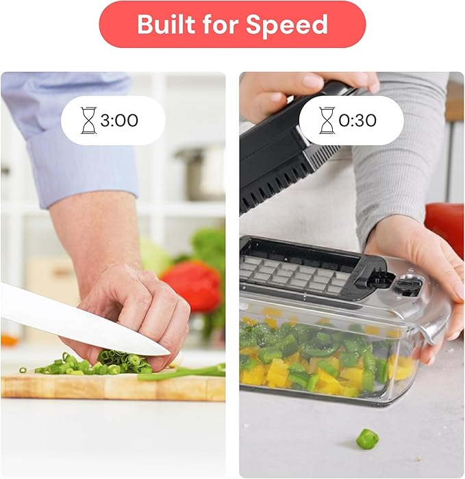Fullstar Pro Original Vegetable Chopper & Spiralizer, Kitchen Prep Tool | 4 in 1 Veggie Slicer, Onion & Fruit Cutter with Sharp Stainless Steel Blades & Container, All-in-One Food Prep Tool (Clear)