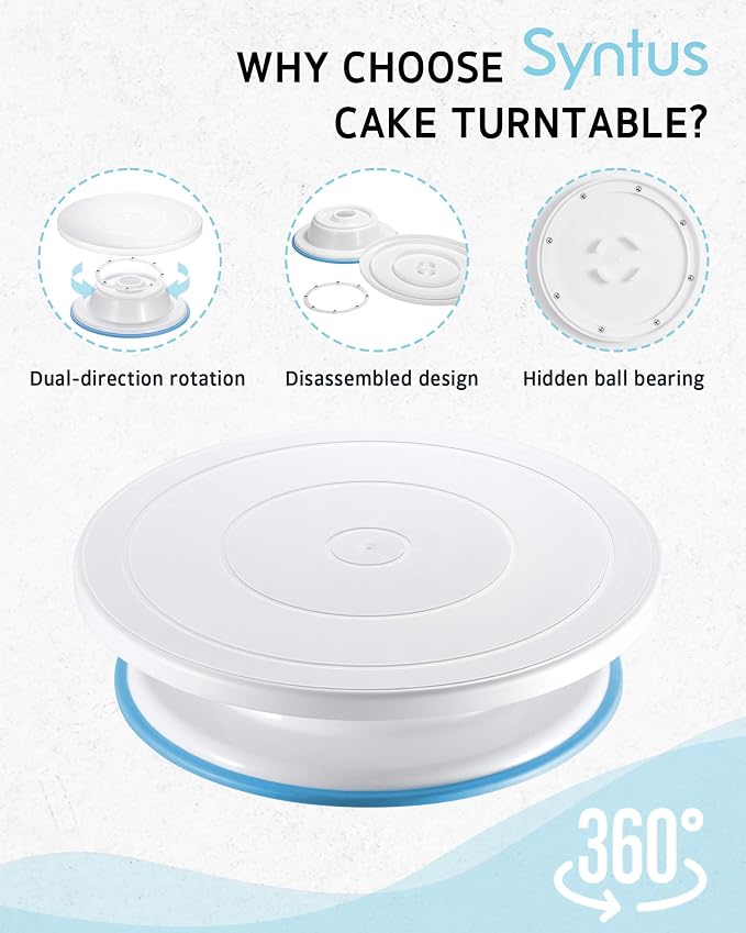 Syntus 65 PCs Cake Decorating Kit with Cake Stand, Cake Baking Supplies | 31 Piping Bags, 24 Piping Tips, Offset & Straight Spatulas, 3 Scrapers, Leveler, 2 Couplers & 1 Tips Brush