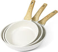GiPP Non Stick Frying Pan Set - 9.5" 10.2" 11" Granite Nonstick Pan Skillet, Non Toxic Pans for Cooking, Omelette Pans with Stay Cool Handle, Induction Compatible, PFAS/PTFE/PFOA Free, White