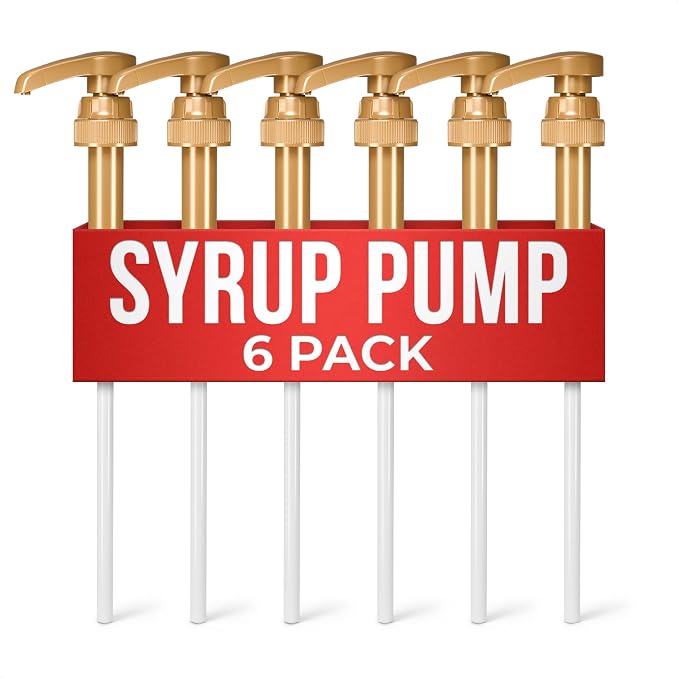 6 Pcs Coffee Syrup Dispenser Pump, Compatible with Torani & Skinny | 25.4 Oz (750ml) Glass Bottles; Precise 0.3 Oz Dispensing; Coffee Bar Accessories, Dirty Soda Bar, & Lemonade Stand Supplies