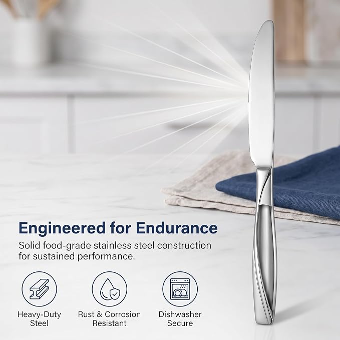 30-Piece Stainless Stee Silverware Set for 6 | Grade 430 Classic Pattern Flatware Set, Heavy Fork Spoon Knife Set for Home, Restaurant, Apartment, Hotel, Dishwasher Safe
