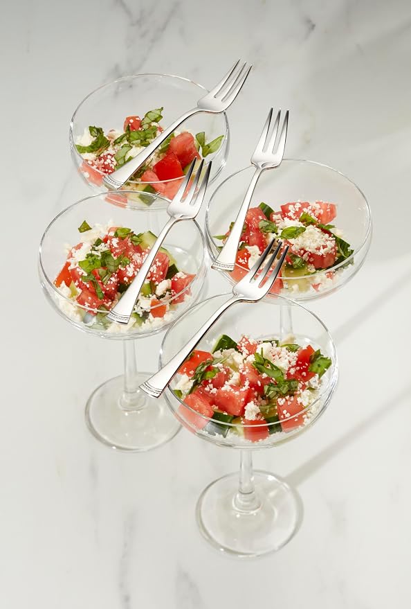 Lenox Portola Cocktail Forks Silverware Set for 4, Flatware | 18/10 stainless steel, mirror finish | set for 4 | appetizer and cocktail party flatware gift, gift for women