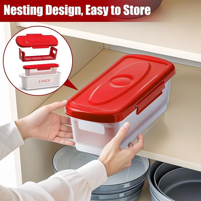 Batter Bowl with Lid, 2-Pack Fish Batter Shaker, Better Breader Shaker Bowl with Breading Shaker Tray, Batter Bowl with Lids Shaker for Frying Chicken Wings Fish Onion Rings Veggies