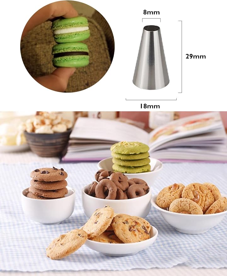 Macaron Piping Tips with Bags, #12 Round Tip for Macarons & Cake Decorating