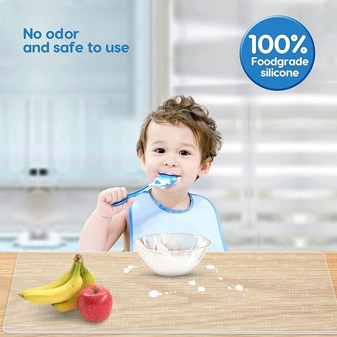 Silicone Mat for Kitchen Counter, 35.3" x 23.5" x 0.08", Clear | Extra Large, Heat Resistant, Waterproof, Nonslip, Multipurpose Countertop Protector, Shipped Rolled Up