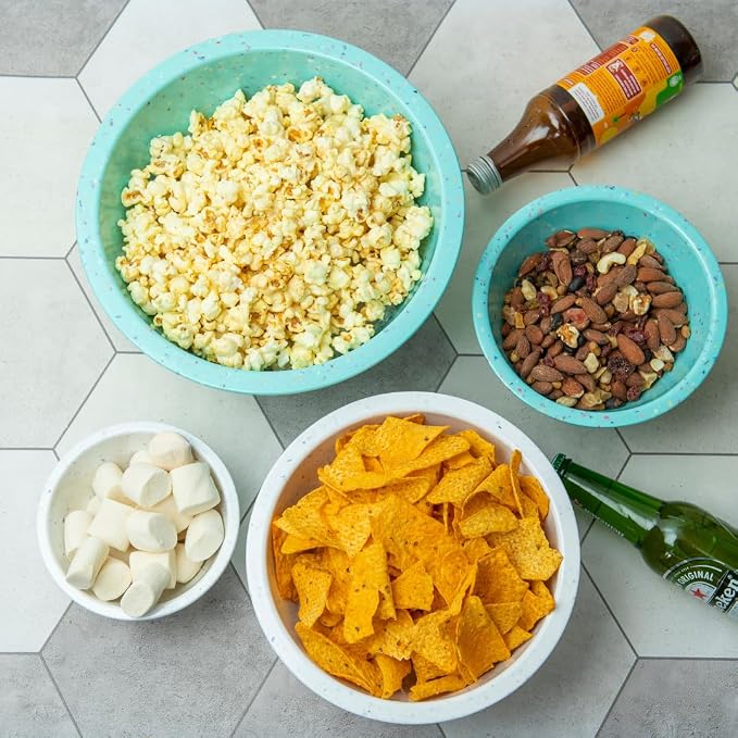 Confetti Melamine Mixing Nesting Bowls Set, 4 Piece 18oz to 4qt Mint | Colorful Kitchen Bowls (18oz, 1.25QT, 2.5QT, 4QT) - BPA-Free, Dishwasher Safe, Space-Saving