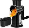 SUSTEAS Rotary Cheese Grater 5 Blades,Kitchen Mandoline Vegetable Slicer | Black, Easy to Clean, Strong Suction Base, 5 Blades Storage Box, Round Mandoline Slicer & Food Chopper for Salad