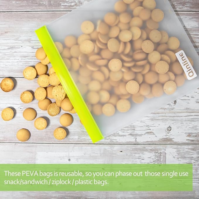 Reusable Gallon Food Storage Bags - 10 Pack Extra Thick Gallon Freezer Leakproof Plastic Free Lunch Bag
