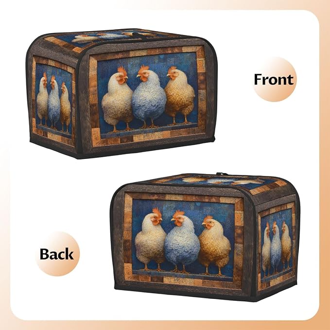 2 Slice Toaster Cover Rooster Animal Funny Toaster Covers Two Slice Wide Slot Waterproof and Dustproof Covers for Wide Slot Toasters and Small Appliances Kitchen Decor Gifts