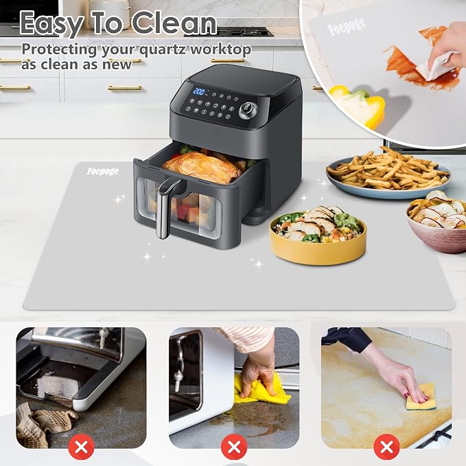 Extra Large Silicone Mat for Resin 36.2" x 24" 2MM Thick Silicone Craft Mat | for Table, Multifunction Silicon Matt for Kitchen Countertop Protector Heat Resistant Placemat by Foepoge(Gray)