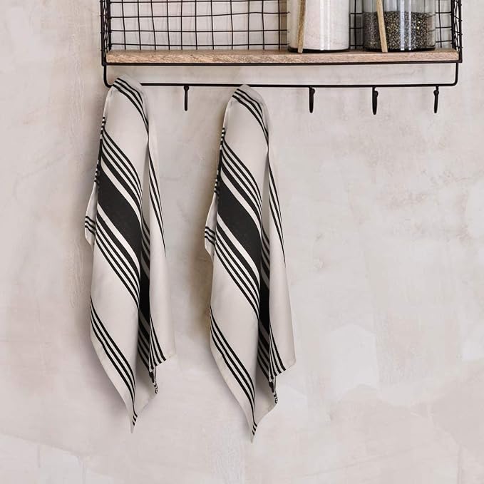 Urban Villa Kitchen Towels Cotton Dish Towels 20”x30” (Set of 3) Black