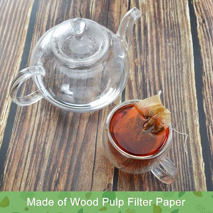 Numola Unbleached Tea Filter Bags with Disposable Drawstring, Tea Bags Empty, Wood Pulp Filter Paper Organic Tea Infuser Bag for Loose Leaf Tea 200 Pcs (3.2'' x 4.2'')